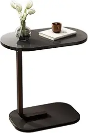 C Table, Couch Tables That Slide Under, C Shaped Side, Small Side Desk, Narrow Table for Bedroom, Living Room, Modern Style (Black)