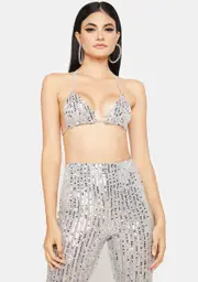 Platinum Sparkling Attitude Sequin Leggings Set
