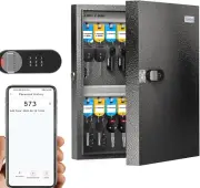 Wehere 32 Key Lock Box with Dual Lock, Combination & Key Unlock, Key Cabinet Wal