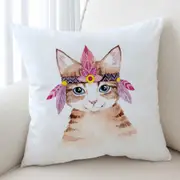 Art Painting Adorable Native American Kitten Cushion Cover