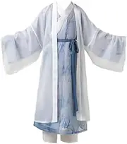 [AIMALL] Autumn Kids' Hanfu - Traditional Chinese Tang Style Boy's Outfit, Serene Blue & White, Soft Fabric, Sizes 41in to 65in
