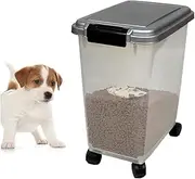 Pet Food Storage Container 20 L for 7.5 kg Flip-up Lid Airtight Container Transparent Cat Food Storage with Four Wheels for Dog & Cat Food Air Tight Food Container