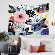 Artistic Painted Flowers Tapestry