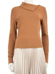 Brown Turtleneck Long Sleeves Top