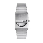 BREDA 美國設計師品牌女錶 | TANDEM系列 長方形數字+時間顯示造型手錶 - 銀1747B