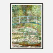 Galrie Monet’s Japanese Bridge Art Print Iconic Impressionist Masterpiece for Home Decor, Black Frame, A2 42x 60cm (16 x 24inch)