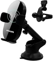 Philips 15W Qi Wireless Fast Charger Car Mount For Apple iPhone 14 Pro Max BLK
