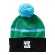 NEFF Lawrence Stripe Pom Acrylic Beanie One Size Fits Most Green