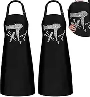 2 Pieces Hair Stylist Apron Hairstylist Salon Apron with Rhinestone Tools and 3 Pockets Waterproof Hairdresser Barber Aprons