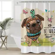 Adorable Native American Pug Shower Curtain