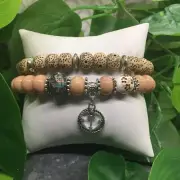 2 PC Handmade Bohemian Beaded Stackable Stretch Bracelet Set New Free Ship 5034