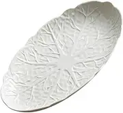 INOOMP Multi Function Ceramic Fish Serving Plate Oval Appetizer Platter for Dinner Parties Family Gatherings Entertaining Easy to Clean Store for Home Restaurant Use