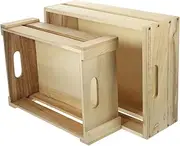 MOLUCKFU Wooden Crate Supermarket Box Supermarket Crate Wood Organize Bin Large Capacity