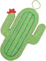 Mipcase Cartoon Kitten Scratch Mat Cactus Design Sisal Cat Scratcher with Hanging Rope Textured Surface for Healthy Claw Maintenance for Indoor Cats and Home Decor