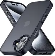 Compatible iPhone 16 Phone Case, Shockproof for iPhone 16 Case, Military Grade Drop Protection, Protective Hard Back Slim Translucent Case for iPhone 16-6.1'' 【Black】