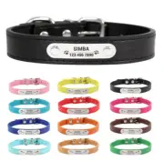 Leather Personalised Dog Cat Collar Custom ID Name for Small Medium Large Dogs