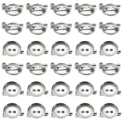 50 Pcs Silver Brooch Blank Round Trays with Alligator Clip and Pin(15mm/0.6")