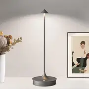JICAI Small Cordless Table Lamp Rechargeable, Battery Operated Desk Lamp, 4000mAh LED Touch Lamp, Dimmable Portable Outdoor Waterproof Wireless Table Light for Restaurants/Bars/Outdoor(1PC,Gray)