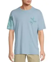 Tommy Bahama Men's t shirt Blurred Lines Lux Tee Chambray Blue LARGE