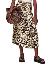 Whistles Painted Leopard Button Skirt 14 UK/10 US