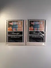 NEW x 2 Vintage Pillowcases by Homestyle Retro Cream White Cotton Grannycore