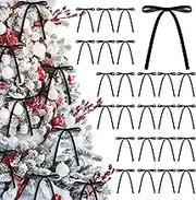24 Pcs Velvet Christmas Bows 5 x 7 Inch Rustic Velvet Small Ribbon Gift Bow for Xmas Tree Ornaments DIY Craft Wreaths Garlands Indoor Outdoor Home Decorations (Black)