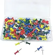 200Pcs Push Pins, BetterJonny 11 * 23mm Thumb Tacks for Bulletin Board Assorted Colors Stick Pins Thumb Tacks Colored Office Tacks for Cork Board Wall Hangings Desk Decor Corkboard Map Calendar Photo