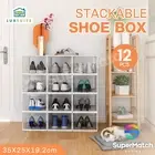 12PCS Shoe Boxes Case Cabinet Container Unit Stackable Sneaker Storage Display