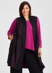 [TS] Taking Shape Holly Jacquard Longline Vest Size 26 in Black / Magenta, Bamboo - Plus Size Women's Clothing Black / Magenta