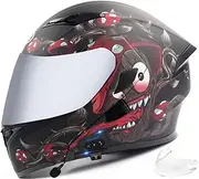 Bluetooth Integrated Motorcycle Helmet Modular Motorcycle Helmet with Dual Visor Built-in Dual Speaker Microphone Headphones for Adult Men Women DOT/ECE Approved