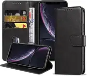 Leather Wallet Case for iPhone XR 6.1-Inch, Shockproof PU Leather Flip Case Cover with Card Slots & Magnetic Closure Kickstand Cover Only for iPhone XR (Not for iPhone X/XS/XS Max)