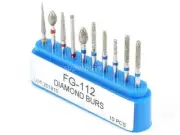 10pcs FG-112 Diamond Tip Tipped Head Headed Rotary Drill Bit Burs Burrs Dental