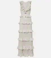 [Zimmermann] Zimmermann Crush Frilled knitted maxi dress AU 6 grey