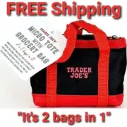 NEW Trader Joe's Black Micro Tote Bag with Red Grocery Bag LIMITED EDITION +GIFT