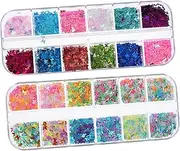 CRILSTYLEO Valentine's Day Nail Art Decor 2 Boxes of Glitter Sequins DIY Manicure Nail Ornament Set