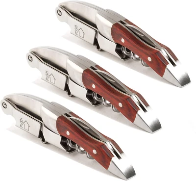 Set of 3 Wine Key Corkscrews with Rosewood Handle – Waiter Bartender Tool