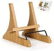 PUERSI Cookbook Stand for Kitchen Counter, Bamboo Cookbook Holder, Wooden Cook Book Stand for Kitchen, Recipe Book Holder - New Patented Design