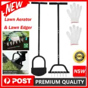 Lawn Aerator Spike Tool Manual Grass Aerator+12 Iron Spikes +Edger for Lawn Yard