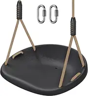 BeneLabel Heavy Duty Swing Seat with Adjustable Rope and Carabiners, Cushion Style Design Non-Slip Swing Seat, Playground Swing Set Accessories for Kids and Adults, Black