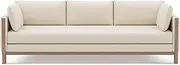 Valencia Matera 93” Beige 3 Seater Full Leather Sofa | Modern Nappa Leather Couch with 2 Pillows for Living Room Furniture | Canadian Hardwood, One-Piece Curved Frame Lounge Sofa