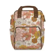Multifunctional Backpack, Baby Travel Diaper Bag, Stylish Floral Design