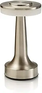 Auraglow Satin Nickel Rechargeable Touch Control Cordless LED Table Lamp - Perfect for Bedside Tables, Hotels and Restaurants