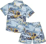 [Caihoyu] Big Boy Short Sleeve Button Down Shirt & Shorts Set Toddler Baby Boy Outfit Summer Outfit