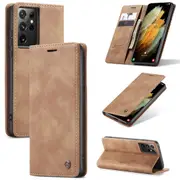 CaseMe Samsung Galaxy S24 Ultra 5G Classic Folio PU Leather Case Cover S928 [Brown]