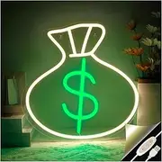 Sign Lamp Purse Dollar Neon Sign for Wall Art Decoration Dimmable LED Light for Restaurant Bar Partie Club Shop USB Powered 34cm×33cm