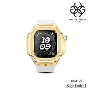 【Golden Concept】APPLE WATCH 41mm 白色橡膠錶帶 18K金錶框 WC-SPIII41-G