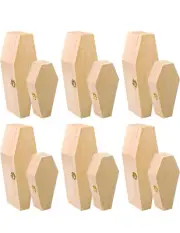 Halloween Coffin Box Unfinished Wood With Hinge 6" & 12" Box Of 6ea