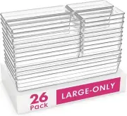 26-Pack Stackable Clear Plastic Bins - 5 Sizes for Multi-Use Storage Solutions