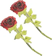 MINAOLULUS 2pcs Rose Sequin Patches Embroidered Flower Applique for Clothing Durable Sew Accessories for Creative Crafting and Fashion Repair
