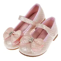 在飛比找媽咪愛MamiLove優惠-菱格紋典雅鑽飾蝴蝶結粉色兒童公主鞋